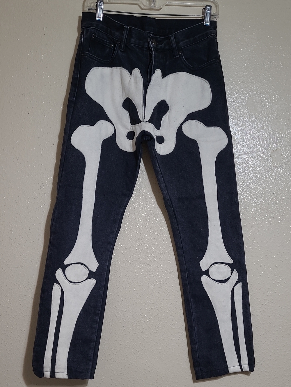 MNML Black Jeans with White Skeleton Print